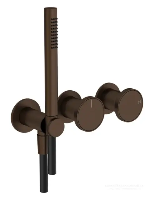 Смеситель Gessi Origini, настенный на 2 позиции, с переключателем, подводом воды, держателем лейки, внешние части, цвет Dark Bronze