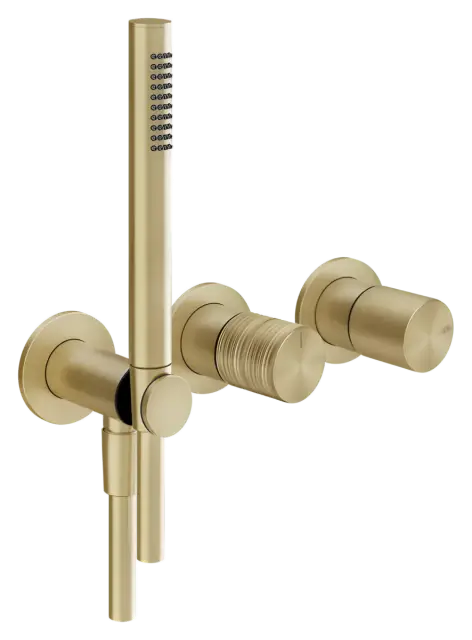 Смеситель для душа Gessi Habito Trame, встраиваемый, 265x99 мм, внешняя часть, с лейкой, Brushed Brass PVD