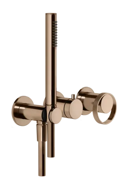 Смеситель для душа Gessi Anello, встраиваемый, 265x100 мм, однорычажный, с душевой лейки, внешняя часть, цвет Copper PVD