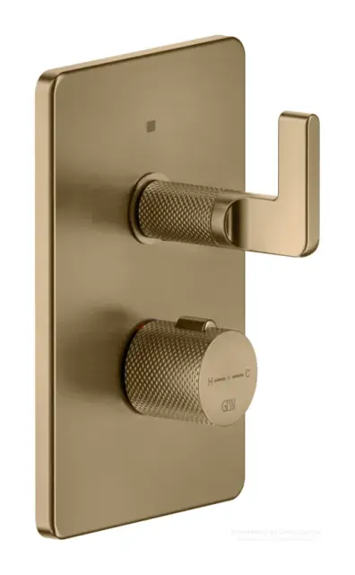 Термостат Gessi Inciso, встраиваемый, с переключателем на 2 выхода, цвет Warm Bronze Brushed PVD
