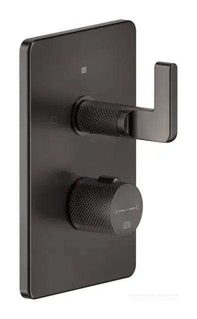 Термостат Gessi Inciso, встраиваемый, с переключателем на 2 выхода, цвет Black Metal Brushed PVD