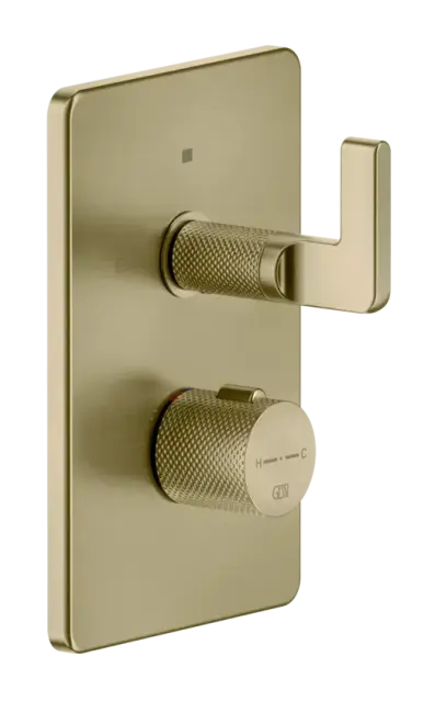 Термостат Gessi Inciso, встраиваемый, с переключателем на 2 выхода, цвет Brushed Brass PVD