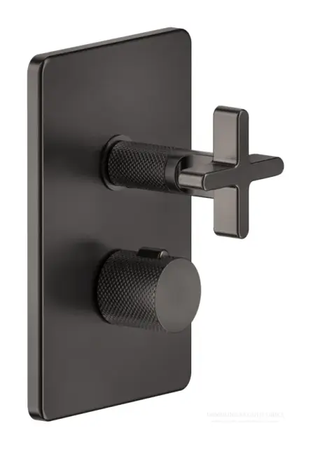 Термостат Gessi Inciso, с переключателем на 2 выхода, встраиваемый, цвет Black Metal Brushed PVD
