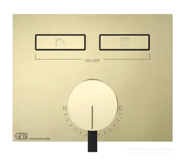 Смеситель Gessi Hi-Fi, однорычажный, до 2 функций одновременно, с кнопками вкл/выкл, внешняя часть, цвет Brass PVD