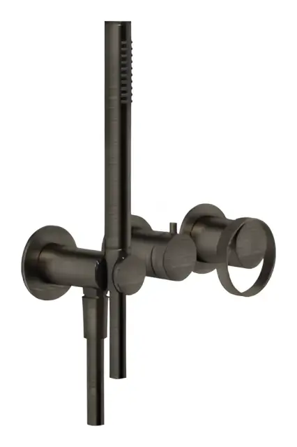 Смеситель для ванны/душа Gessi Anello, настенный, однорычажный, встраиваемый, h245 мм, внешняя часть, цвет Aged Bronze