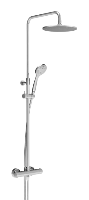 Душевая система Gessi Minimalistic Shower, настенный термостат, стойка с верхним душем Ø250 мм, автоматический переключатель, шланг, ручная лейка, цвет Chrome
