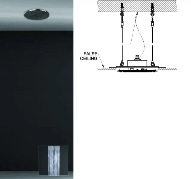Скрытая часть верхнего душа Gessi Minimali, с режимом Тропический ливень, Ø350 мм, цвет Mirror Steel
