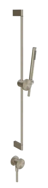 Душевой гарнитур Gessi Origini, штанга, лейка, шланг, шланговое подсоединение, цвет Finox Brushed Nickel