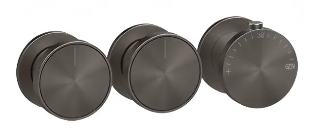Термостат Gessi Origini, с 2 независимыми выходами, внешние части, цвет Black Metal Brushed PVD