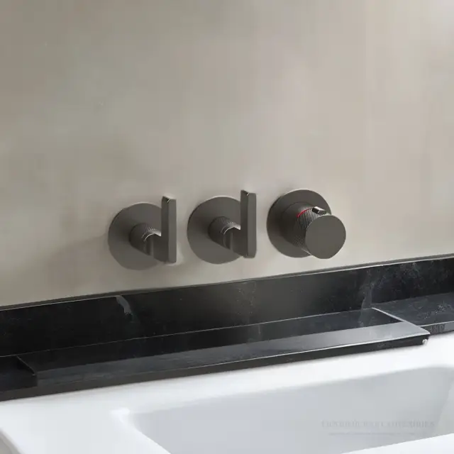 Термостат встраиваемый Gessi Inciso с 2 независимыми выходами, внешняя часть, цвет Black Metal Brushed PVD