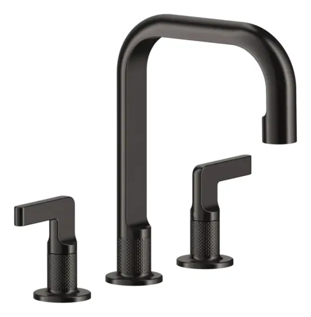 Смеситель для раковины Gessi Inciso, на 3 отверстия, средний, без донного клапана, цвет Black Metal Brushed PVD