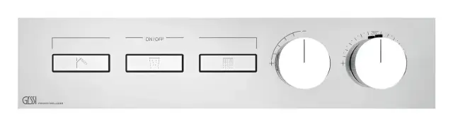 Термостат Gessi HI-FI, до 3 функций одновременно, с кнопками вкл/выкл, встраиваемый, внешняя часть, цвет Chrome