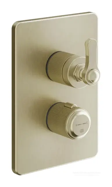 Термостат Gessi Venti20, с переключателем на 2 потребителя, встраиваемый, цвет Brass Brushed PVD