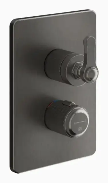 Термостат Gessi Venti20, встраиваемый, с переключателем на 3 позиции, внешняя часть, Н-210 мм, цвет Black Metal Brushed PVD