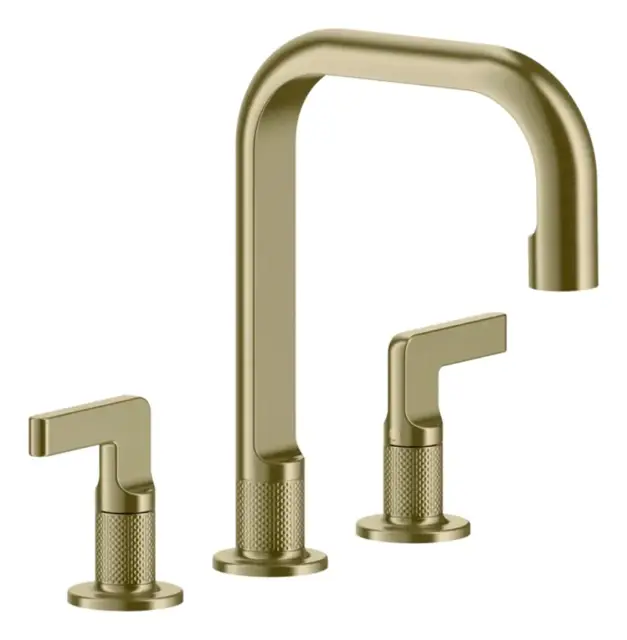 Смеситель для раковины Gessi Inciso, средний, c донным клапаном, цвет Brushed Brass PVD