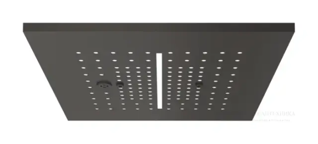 Накладная панель верхнего душа Gessi Minimali 350x350 мм, для многофункциональной душевой системы, цвет Black Metal Brushed PVD