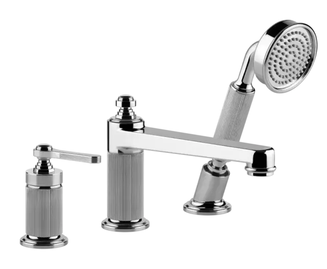 Смеситель для ванны Gessi Venti20, с изливом, дивертором, выдвижным ручным душем, цвет Chrome