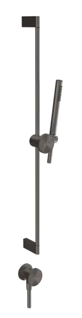 Душевой гарнитур Gessi Origini, штанга, душевая лейка, шланг, вывод воды, цвет Black Metal Brushed PVD