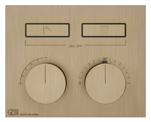 Термостат Gessi HI-FI, до 2 функций одновременно, кнопка вкл/выкл, внешняя часть, цвет Warm Bronze Brushed PVD