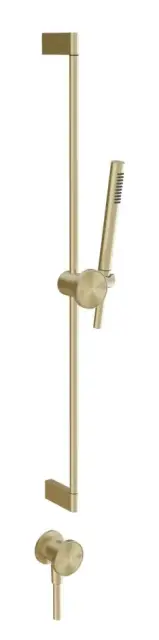 Душевой гарнитур Gessi Origini, штанга, душевая лейка, шланг, вывод воды, цвет Brushed Brass PVD