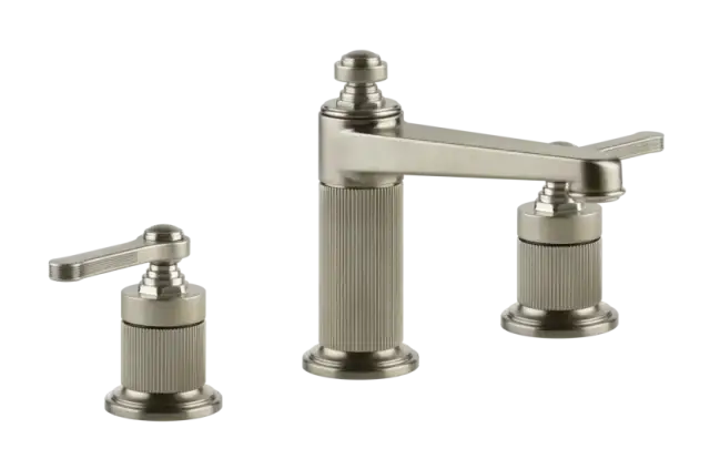 Смеситель для раковины Gessi Venti20, на 3 отверстия, средний, без донного клапана, цвет Finox Brushed Nickel