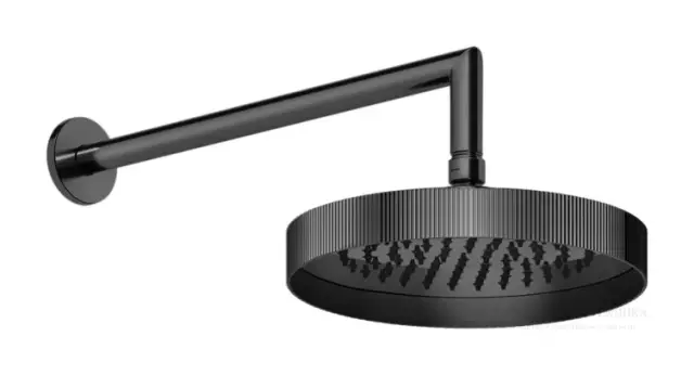 Верхний душ Gessi Ingranaggio, ø218 мм, поворотный, с настенным держателем, цвет Black Metal Brushed PVD