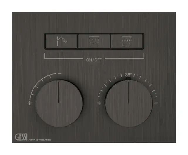 Термостат Gessi HI-FI, до 3-х функций одновременно, встраиваемый, настенный, цвет Black Metal Brushed PVD