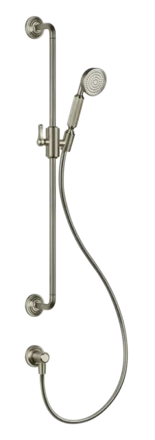 Штанга Gessi Venti20, с душевой лейкой, шлангом и выводом воды, h800 мм, цвет Finox Brushed Nickel