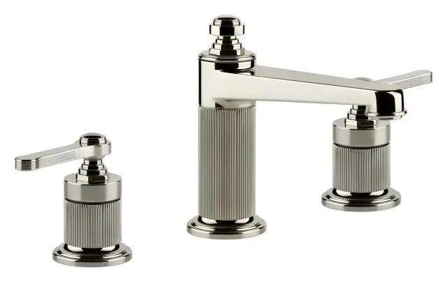 Смеситель для раковины Gessi Venti20, на 3 отверстия, средний, без донного клапана, цвет Nickel PVD