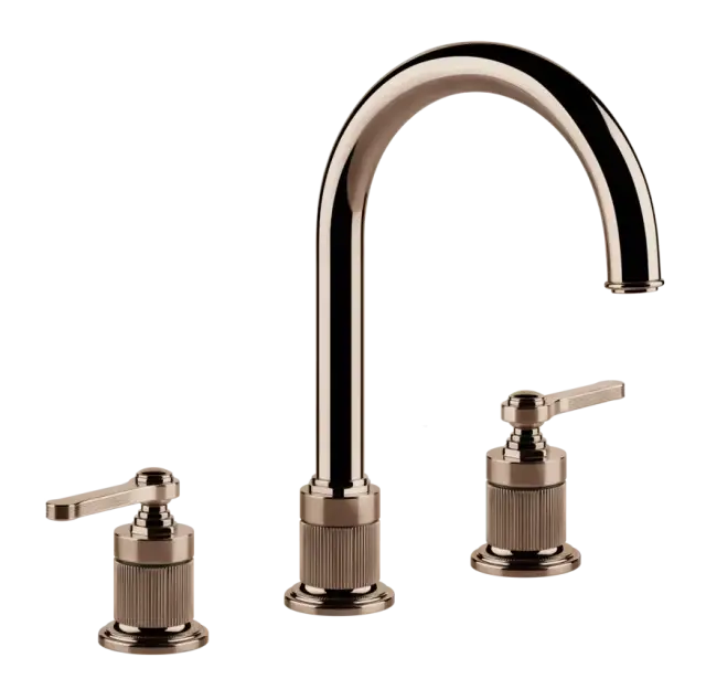 Смеситель для раковины Gessi Venti20, на 3 отверстия, зонтичный, без донного клапана, цвет Copper PVD