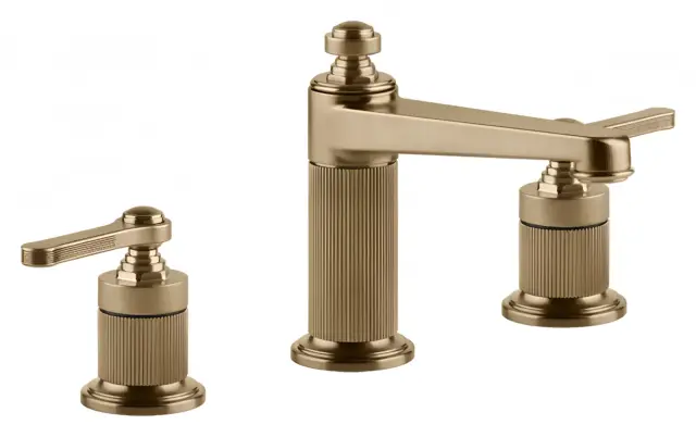Смеситель для раковины Gessi Venti20, на 3 отверстия, без донного клапана, 555x174 мм, цвет Warm Bronze Br. PVD