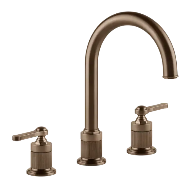 Смеситель для раковины Gessi Venti20, на 3 отверстия, зонтичный, без донного клапана, цвет Copper Brushed PVD