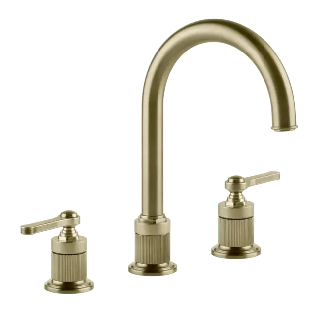 Смеситель для раковины Gessi Venti20, на 3 отверстия зонтичный, без донного клапана, цвет Brushed Brass PVD