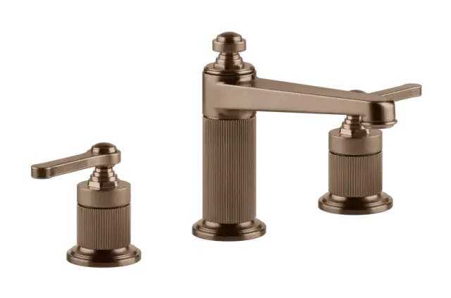 Смеситель для раковины Gessi Venti20, на 3 отверстия, средний, без донного клапана, цвет Copper Brushed PVD