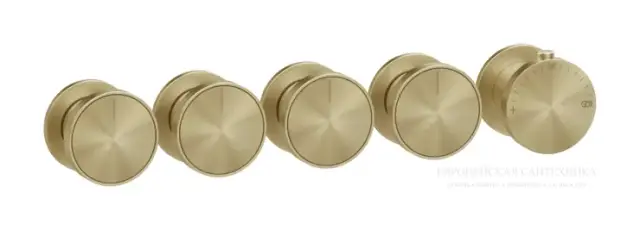 Термостат Gessi Origini, с 4 независимыми выходами, встраиваемый, цвет Brushed Brass PVD
