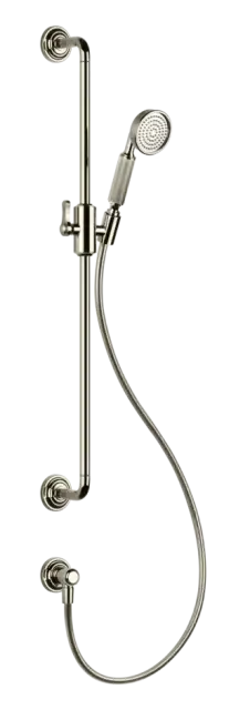 Штанга Gessi Venti20, с душевой лейкой, шлангом и выводом воды, h800 мм, цвет Nickel PVD