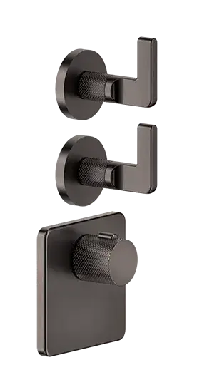 Термостат для душа Gessi Inciso, высокой производительности, на 2 независимых выхода, внешние части, цвет Black Metal Brushed PVD