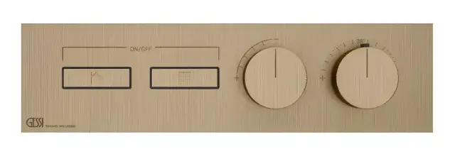 Термостат Gessi HI-FI, до 2 функций одновременно, с кнопками вкл/выкл, внешняя часть, цвет Warm Bronze Brushed PVD