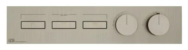 Термостат Gessi HI-FI, с кнопками вкл/выкл, до 3 функций одновременно, внешняя часть, ширина 455 мм, цвет Finox Brushed Nickel