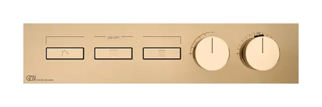 Термостат Gessi HI-FI, до 3 функций одновременно, с кнопками вкл/выкл, встраиваемый, внешняя часть, цвет Warm Bronze PVD
