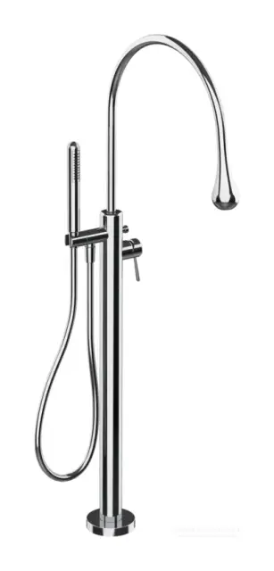 Cмеситель для ванны Gessi Goccia, встраиваемый, напольный, с ручным душем, внешняя часть, цвет Chrome