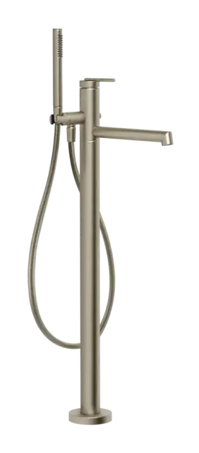 Смеситель для ванны Gessi Ingranaggio, напольный, с ручным душем, встраиваемый, цвет Finox Brushed Nickel