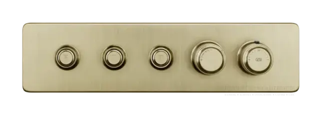 Термостат Gessi HI-FI, до 3 функций одновременно, с кнопками вкл/выкл, внешняя часть, цвет Brushed Brass PVD