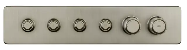 Термостат Gessi HI-FI Eclectic, встраиваемый, до 4 функций одновременно, с кнопками вкл/выкл, внешняя часть, цвет Finox Brushed Nickel