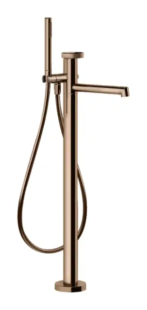 Смеситель для ванны Gessi Anello, напольный, 161х329мм, с душевой лейкой, цвет Copper PVD