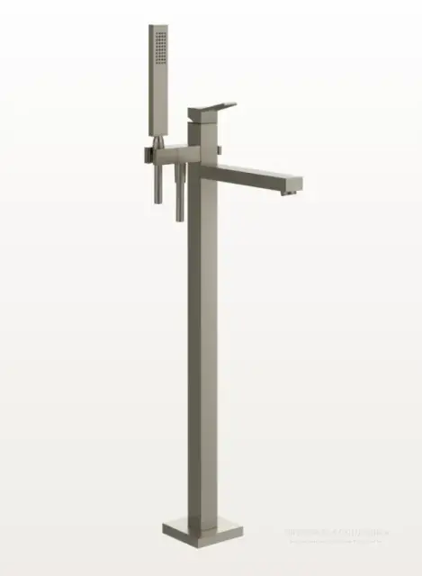 Cмеситель для ванны Gessi Rettangolo К, напольный, с душевой лейкой, внешняя часть, цвет Finox Brushed Nickel