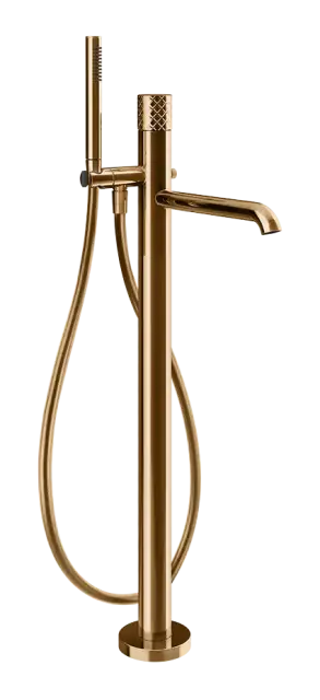 Смеситель для ванны Gessi Habito, напольный, h1069 мм, с ручным душем и переключателем, внешняя часть, цвет Warm Bronze PVD