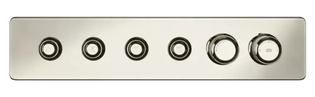 Термостат Gessi HI-FI Eclectic, встраиваемый, до 4 функций одновременно, с кнопками вкл/выкл, внешняя часть, цвет Nickel PVD