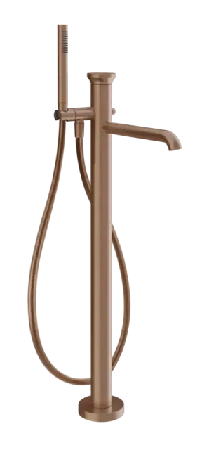 Смеситель для ванны Gessi Origini, напольный, с душевой лейкой, внешняя часть, цвет Copper Brushed PVD