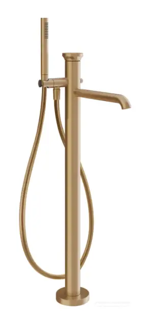 Смеситель для ванны Gessi Origini, напольный, с душевой лейкой, внешняя часть, цвет Warm Bronze Brushed PVD